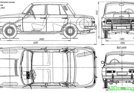 Wartburg 353 (1966 - 1988) (Вартбург 353 (1966 - 1988)) - чертежи (рисунки) автомобиля